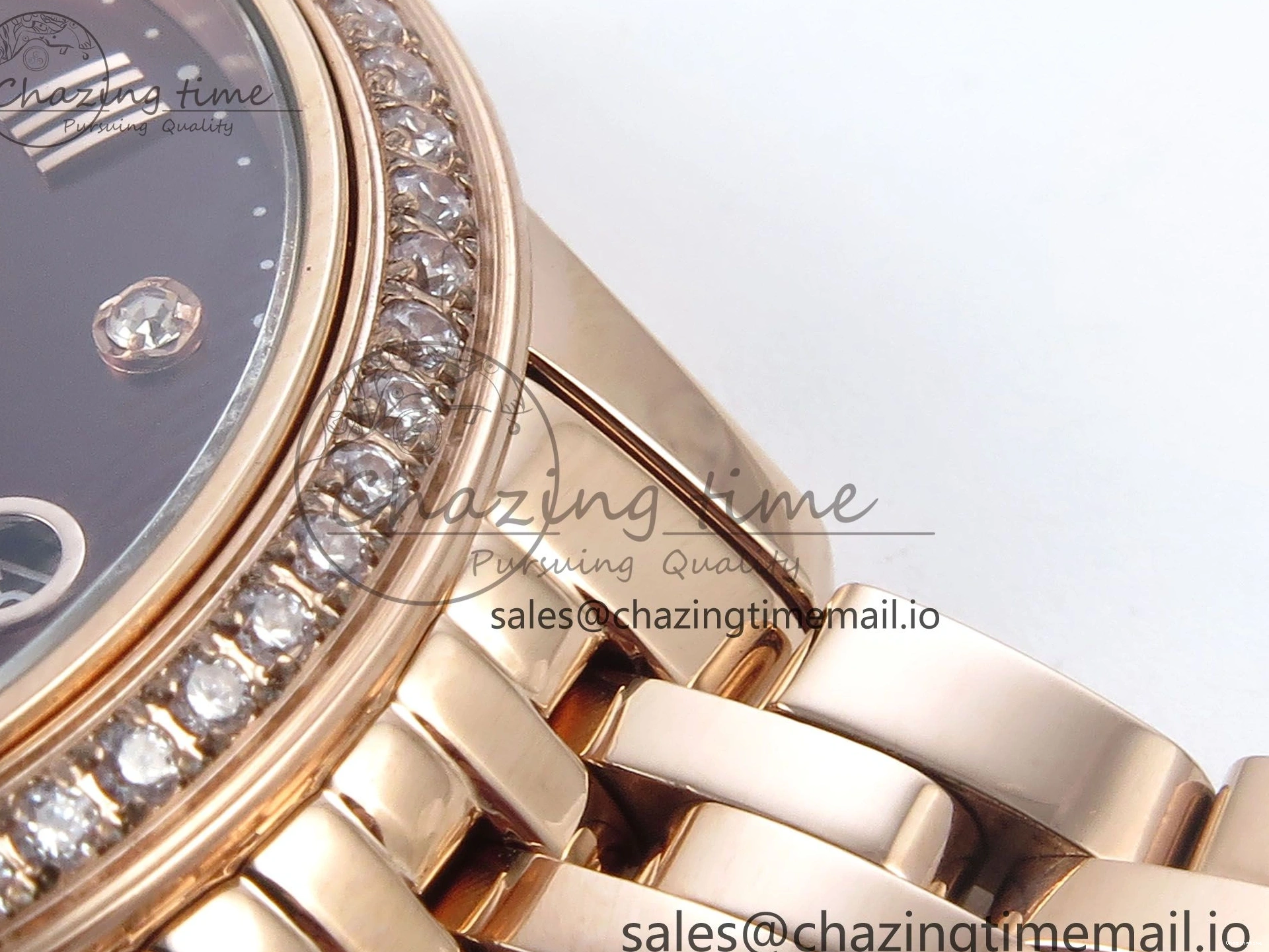 0102 De Ville Prestige Ladies RG VSF 1:1 Best Edition Brown Diamonds Dial on RG Bracelet A Sophisticated 7681
